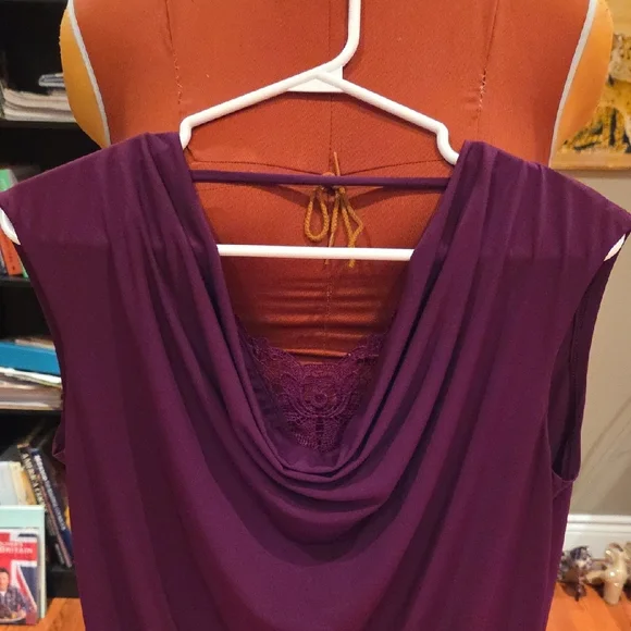 Reitmans Sleeveless Lace-Back Shell in Deep Berry - Picture 6 of 6